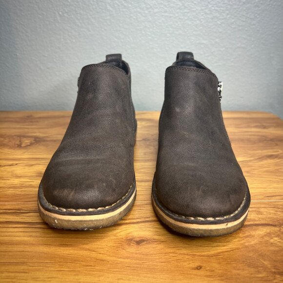Ugg Clementine Leather Ankle Bootie Size 6 Shearling Lined Brown Zip‎ Classic - Picture 2 of 8